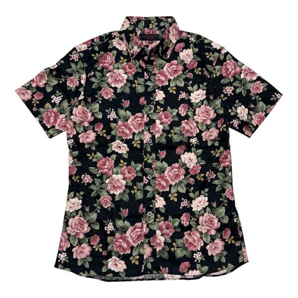 REATS TAILOR ZAZOUS リーツテイラーザズー 半袖 ボタンダウンシャツ メンズ サイズ36 S相当 花柄 薔薇柄