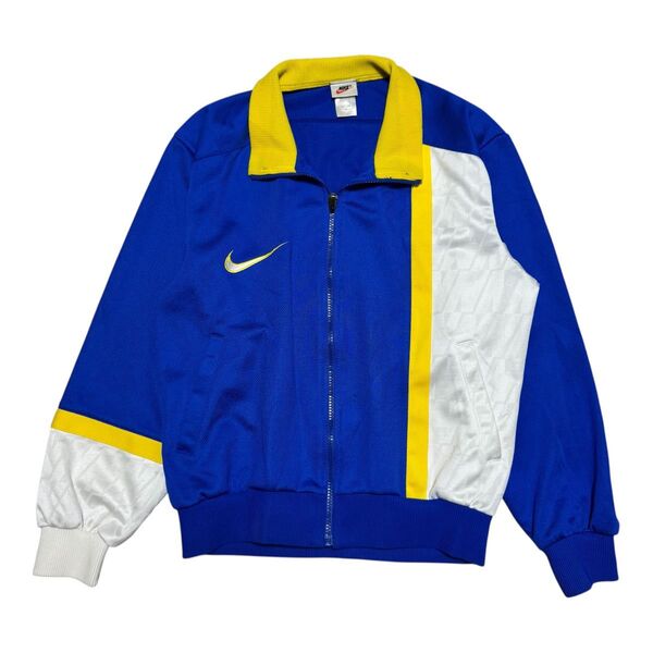 【希少】90's NIKE ナイキ ヴィンテージ トラックジャケット メンズ サイズM マルチカラー 白タグ スウォッシュ 日本製