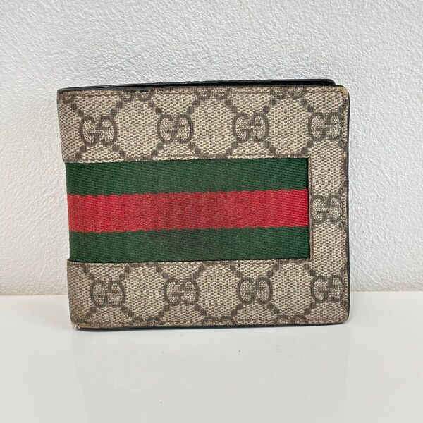 GUCCI グッチ 二つ折り財布 408826 シェリーライン GGスプリーム PVC