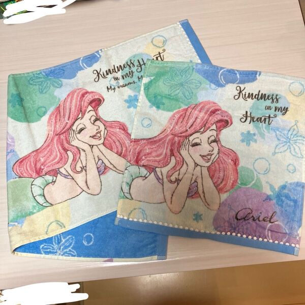 未使用新品 リトルマーメイド アリエル ディズニー フェイスタオル+ハンドタオル 2枚セット