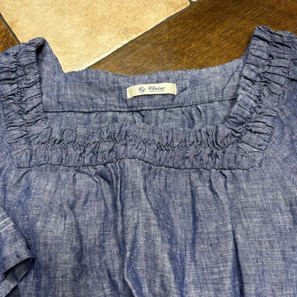 ◎MELROSE claireメルローズクレール リネン素材ワンピース 七分袖 Lサイズ