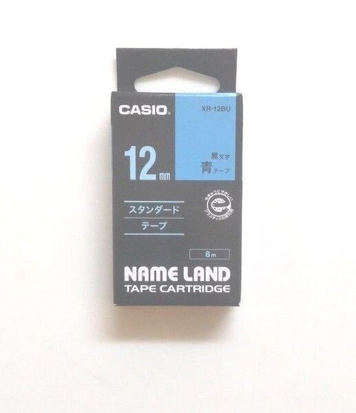 【未開封・未使用】CASIO ネームランドテープ 12㎜青テープに黒文字1個
