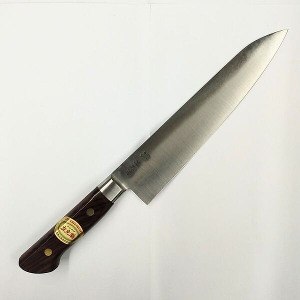 音峰刃物 左左膳 牛刀 ツバ付 210mm 平切 日本鋼 堺 高級包丁