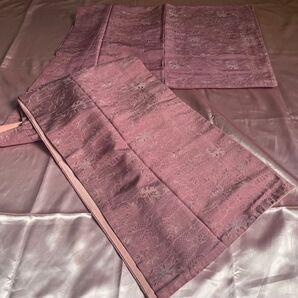 正絹 着物 小紋 袷 紫 パープル ピンク 抽象画 織 草花紋様 リメイク素材
