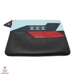  Chanel Eara in clutch bag leather nowa-ru× red another × silver metal fittings [ circle ten thousand quality store ]