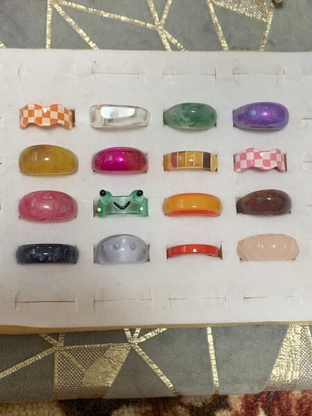 指輪 リング アクリル樹脂 16個セット まとめ売り アクセサリー カラフル