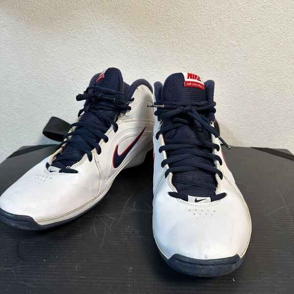 NIKE AIR VISI PRO 2 27.5cm ホワイト/ネイビー/レッド バスケシューズ ジムシューズ
