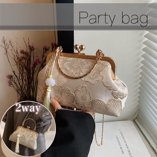 着物に 和装鞄 がま口パーティーバッグ 結婚式 ドレス 着物鞄 刺繍バッグ 肩掛け ショルダー ハンドバッグ ショルダーバッグ