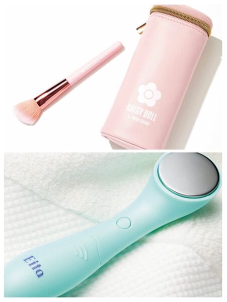 【付録】Eitaさんとコラボお手入れ美顔器▼ デイジードール バイ マリークヮント 縦型マルチポーチ & メイクブラシセット