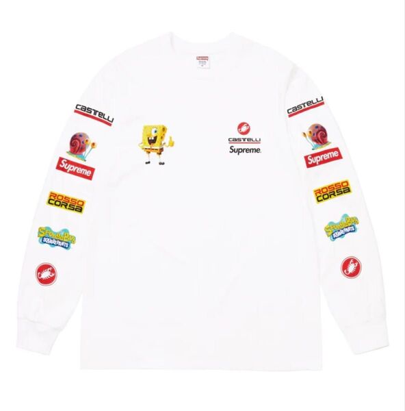 Mサイズ Supreme x SpongeBob Castelli Racing L/S Tee "White" シュプリーム