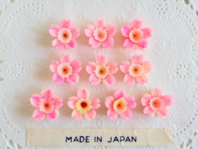 ☆ Livraison gratuite Sakura Sakura fleur rose Japon Vintage Cabochon fabriqué au Japon rétro style japonais accessoires faits à la main pièces 10 pièces, Artisanat, Artisanat, Perlage, autres