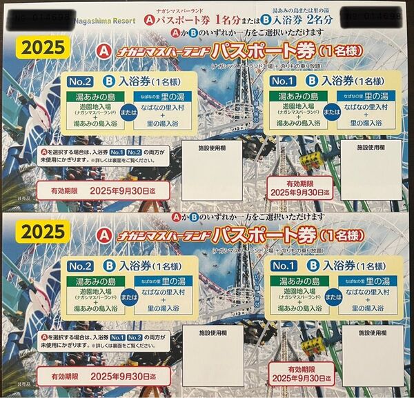 ナガシマスパーランド パスポート 2枚
