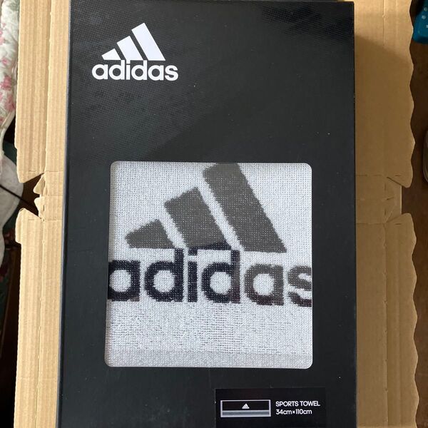 adidas スポーツタオル 新品未使用 34cm×110cm ホワイト