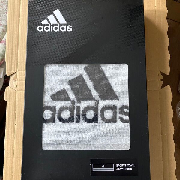 adidas スポーツタオル 新品未開封 34×110cm 白黒