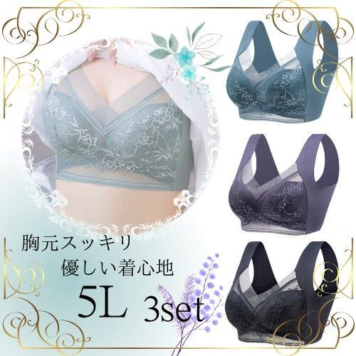 【新品】シームレスブラ5L B95 C95 D95 ノンワイヤー ナイトブラ 美胸 スタイルアップ ワイドストラップ 小さく見せる
