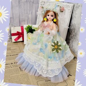 【ゆめ花ロング】姫ワンピ★リカちゃんドレス スイーツアクセ2点付き