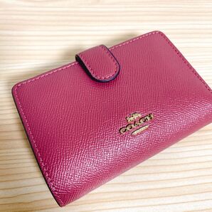 ジャンク品COACH コーチ 二つ折り財布 ピンクレッド
