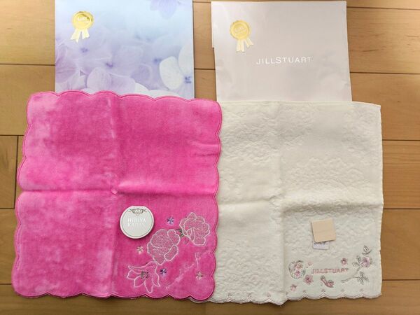 ☆HIBIYA KADAN JILLSTUART ハンドタオル 2枚セット ☆ヒビヤカダン ジルスチュアート☆ピンク 白