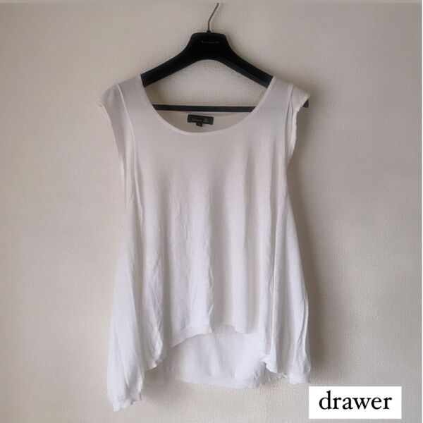 ドゥロワー drawer ホワイトトップス フレンチスリーブカットソー ホワイト トップス Tシャツ