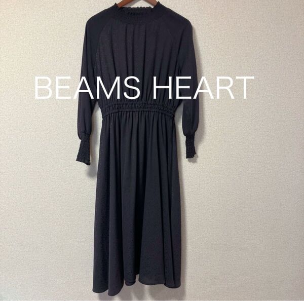 BEAMS ビームスハート ワンピース ロングワンピース 花柄 地紋 M