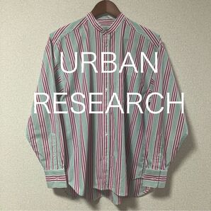 URBAN RESEARCH シャツ バンドカラーシャツ ストライプ 男女兼用
