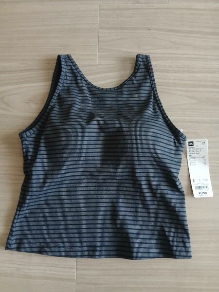 新品タグ付 GU ブラトップ アメリカンスリープ Sサイズ タンクトップ ボーダー ブラフィールクロップド