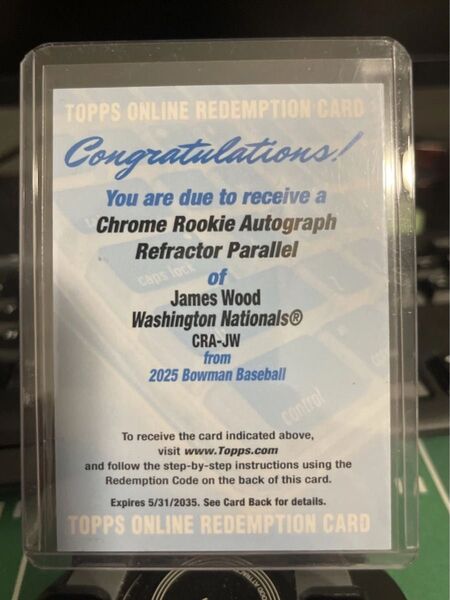 James Wood Bowman Rookie Autograph Refractor Parallel Redemption