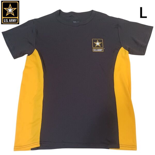 U.S.ARMY プリント Tシャツ 古着 ブラック イエロー L