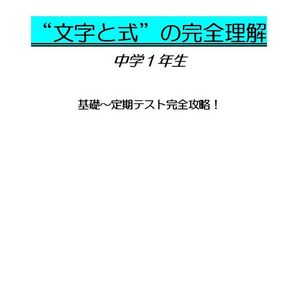 ※数学オリジナル単元別Part13 『“文字と式”の完全理解』中学1年生 ◎紙版