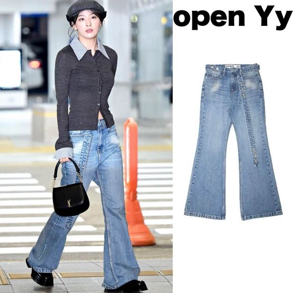 【新品未使用】open Yy ブーツカットジーンズ ライトブルー ジーンズ