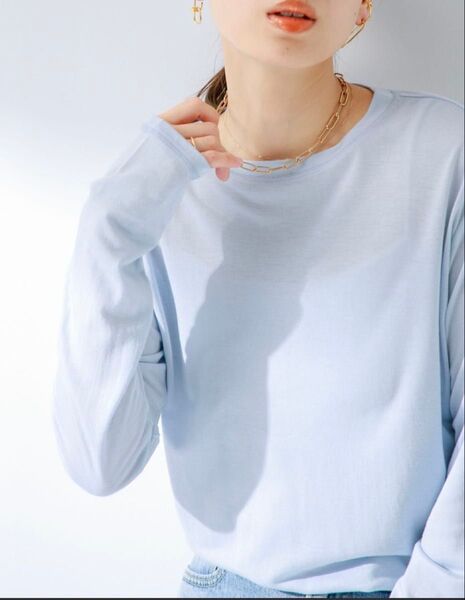URBAN RESEARCH Sonny Label シアークルーネックロングスリーブTシャツ ライトブルー