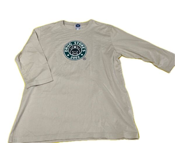 drug store's ドラッグストアーズベージュ5分丈?7分丈?カフェショップTシャツ