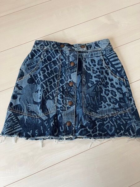 HYSTERIC GLAMOUR ヒステリックグラマー 総柄 デニムミニスカート ヒスガール Sサイズ めちゃ可愛い!