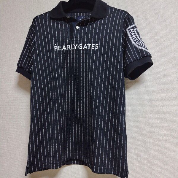 PEARLY GATES 半袖 ポロシャツ 総柄 サイズ 4 ゴルフ パーリーゲイツ ブラック M