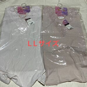 新品 レディースシルクミックス 三分袖スリーマ L L 汗とりパット付き2枚組