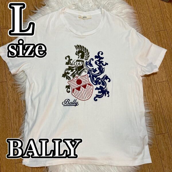 BALLY Tシャツ ホワイト 白 バリー Lサイズ メンズ コットン100% 綿 半袖 トップス アウトドア イタリア産