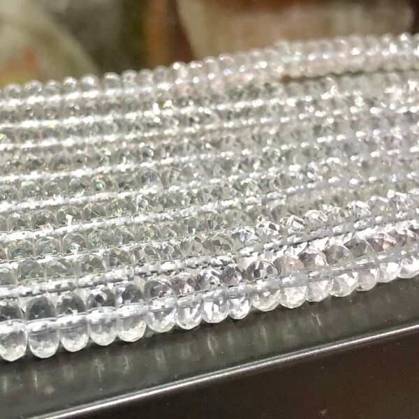 水晶 ボタンカット 3*6mm 連売り ブレスレット2本分