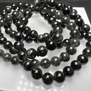 ブラックルチルクォーツ 7mm 1連分 ブレスレット2本セット