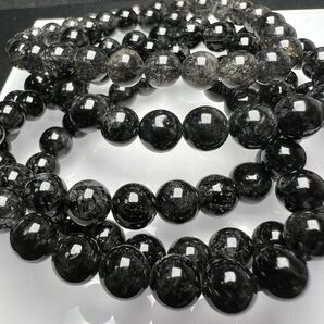 ブラックルチルクォーツ 8mm 1連分 ブレスレット2本セット