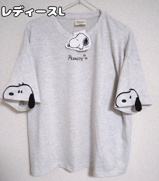 スヌーピー 耳 Tシャツ 半袖 レディースL G