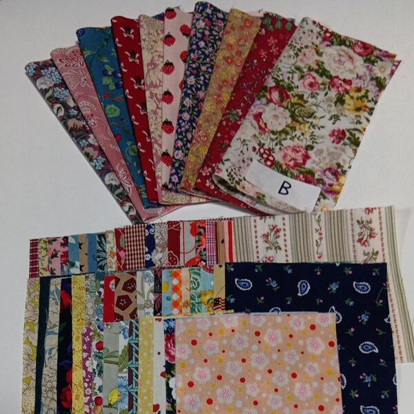 お買い得 ハギレ まとめ売り パッチワーク 生地コットン10cm×10cm50枚NO.3 と10枚セット 15cm×15cm