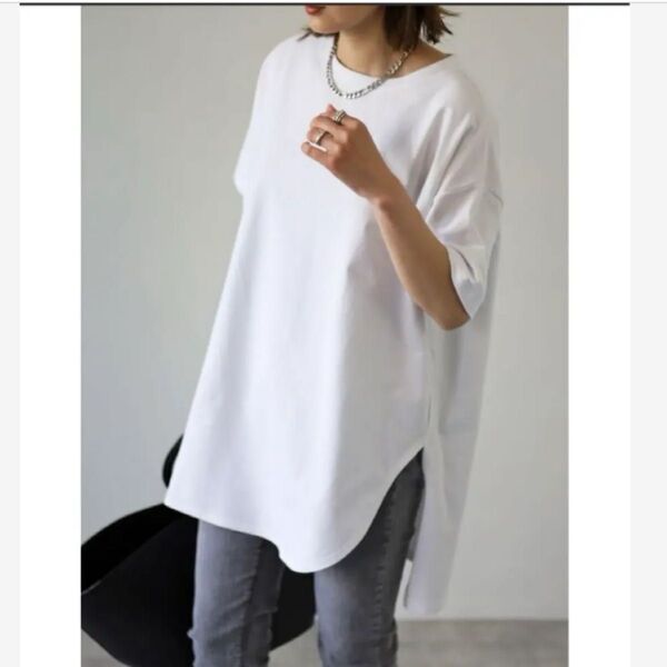 ボンジュールサガン Bonjour SaganコットンサイドスリットTシャツ