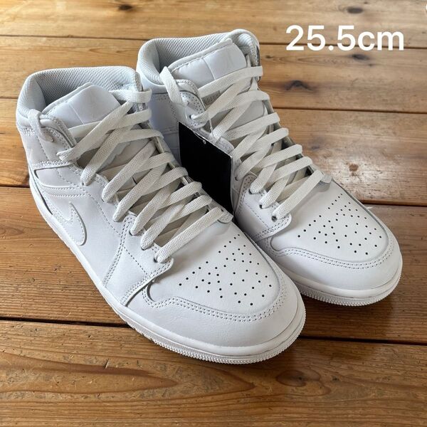 NIKE AIR JORDAN1 MID TRIPLE WHITE ジョーダン1 ミッド トリプルホワイト 25.5cm
