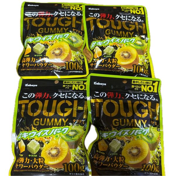 カバヤ食品 タフグミ キウイスパーク 100g×4袋 ハードグミ