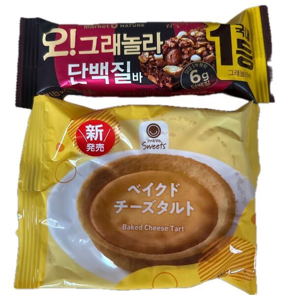 オグラノーラ プロテインバー 40g カカオ チョコバー韓国お菓子 ファミマスイーツ ベイクドチーズタルト 2個セット