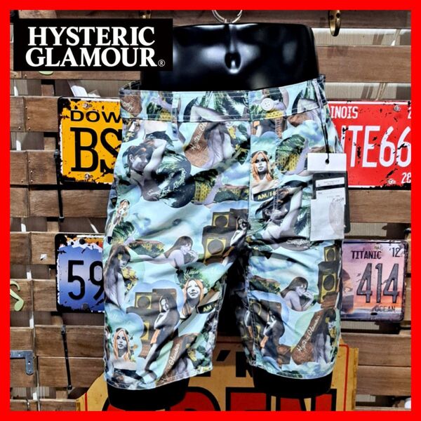 水陸両用 HYSTERIC GLAMOUR ヒステリックグラマー 総柄 アロハ 2way ショートパンツ L