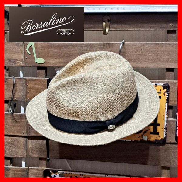 Borsalino ボルサリーノ ヘンプ リネン 麻 中折れ パナマハット ベージュ 日本製 L