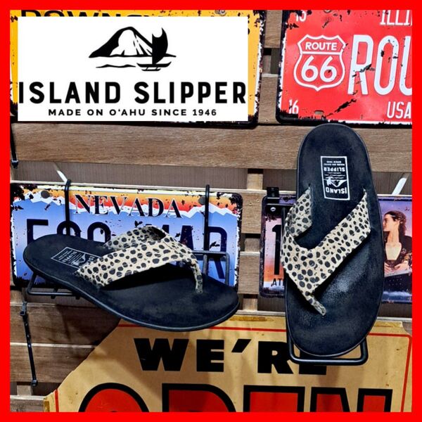 ISLAND SLIPPER アイランドスリッパ レオパード スエード ビーチサンダル 10