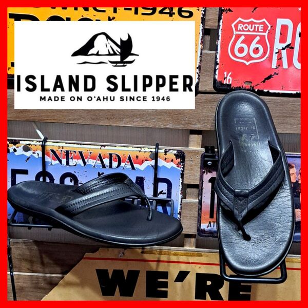 ISLAND SLIPPER アイランドスリッパ レザー クッション ビーチサンダル 10 ブラック