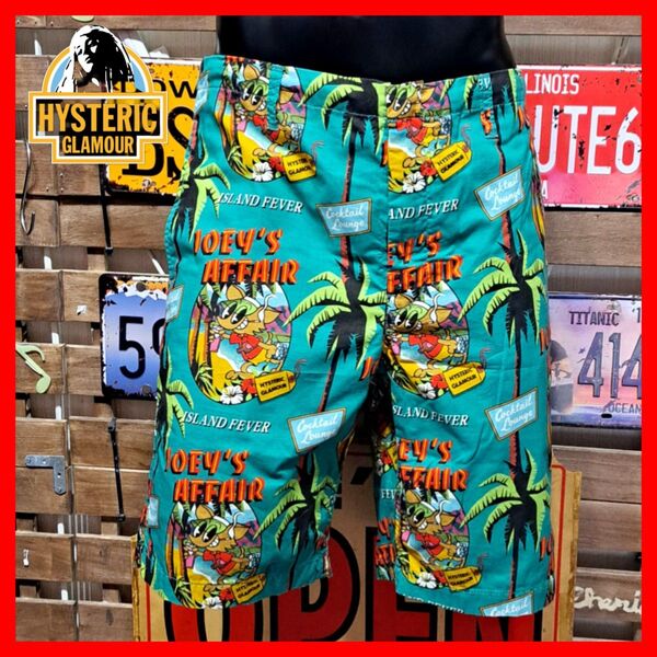HYSTERIC GLAMOUR JOEY’S AFFAIR ヒステリックグラマー アロハ 総柄 ハーフパンツ M グリーン